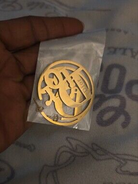 Polished Gold Logo Circle Drop Earrings